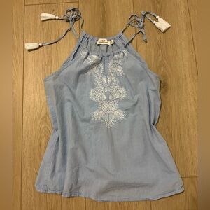 Vineyard Vines Light Blue Embroidered Halter Camisole